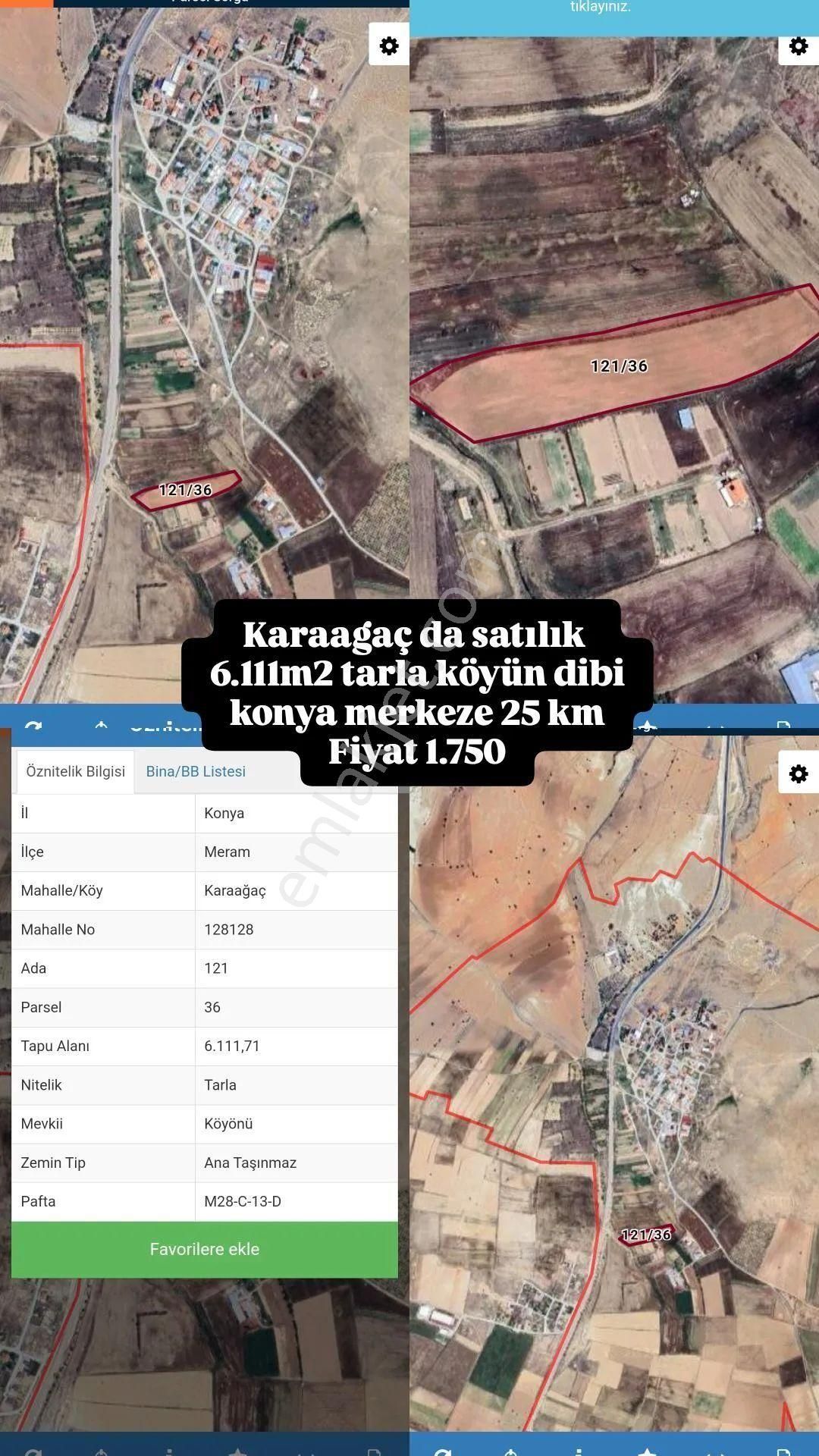 Meram Karaağaç Satılık Tarla Meram Karaağaç Mahallesinde Satılık 6111 M2 Bahçe