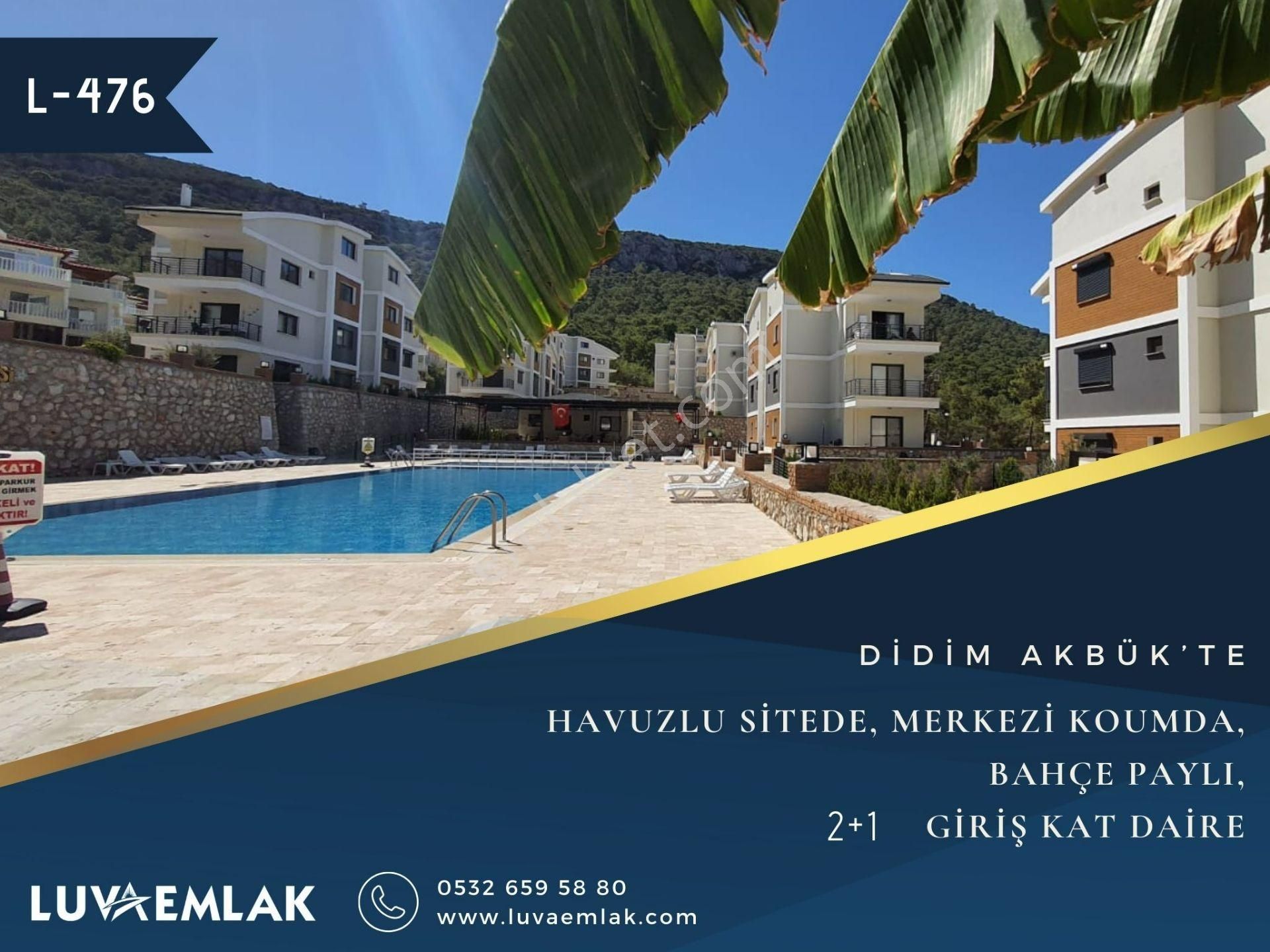 Didim Akbük Satılık Daire  DİDİM AKBÜK'TE HAVUZLU SİTEDE BAHÇELİ 2+1 DAİRE