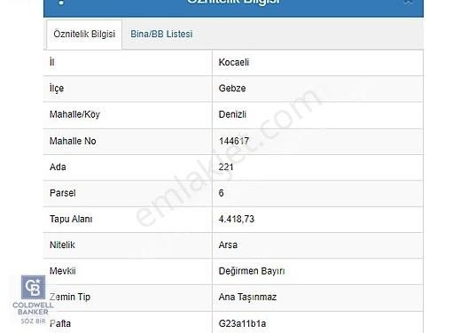 Gebze Denizli Satılık Konut İmarlı Gebze Denizli Mahallesi'nde Satılık Konut İmarlı 368 m2 Arsa