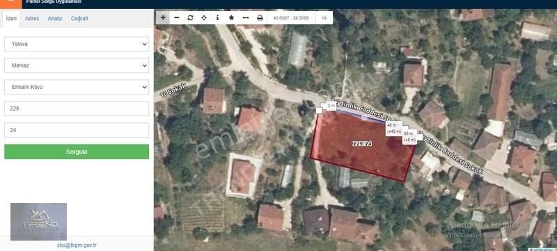 Yalova Merkez Elmalık Köyü Satılık Villa İmarlı PROJESİ HAZIR // İMARLI // 55 METRE YOL CEPHELİ // TEK TAPU