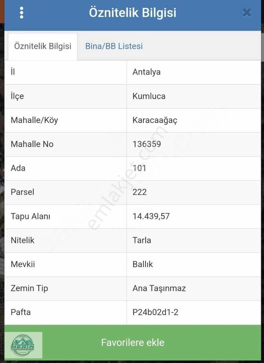 Kumluca Karacaağaç Satılık Tarla KUMLUCA KARACAAĞAÇ MAHALLESİNDE SATILIK TARLA