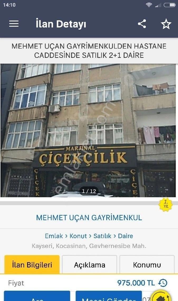 Kocasinan Gevhernesibe Satılık Daire Hastane Caddesinde Satılık 2+1 Daire