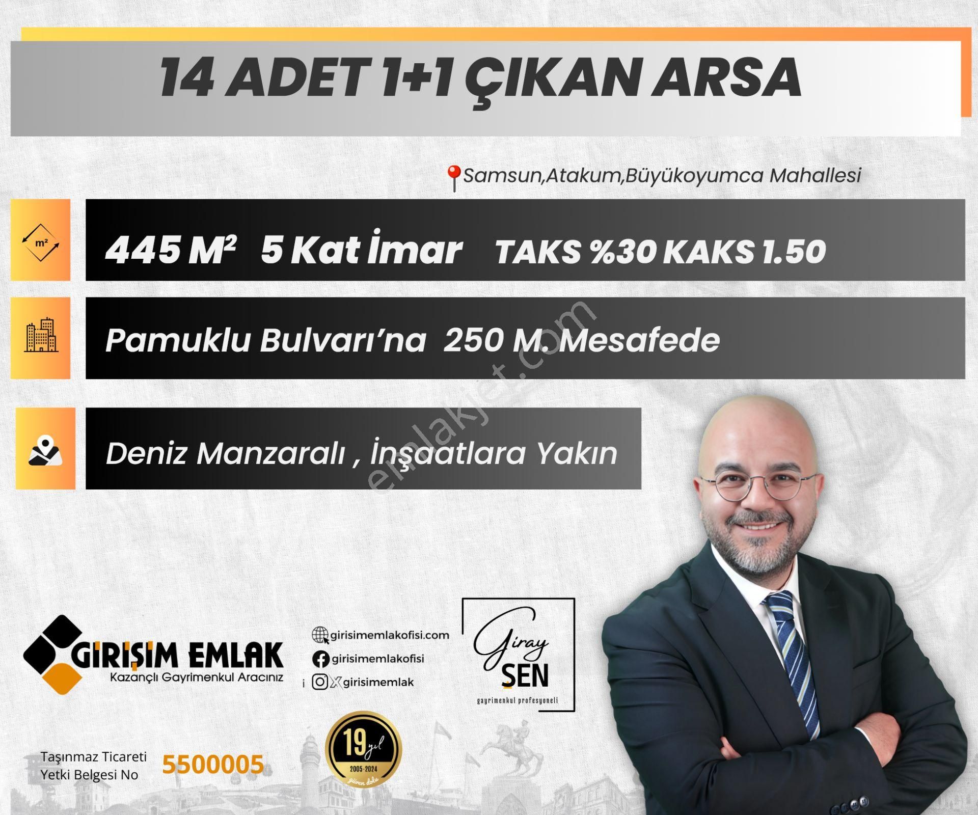 Atakum Büyükoyumca Satılık Konut İmarlı 14 ADET 1+1 ÇIKAN İNŞAATLARA YAKIN KONUMDA ARSA