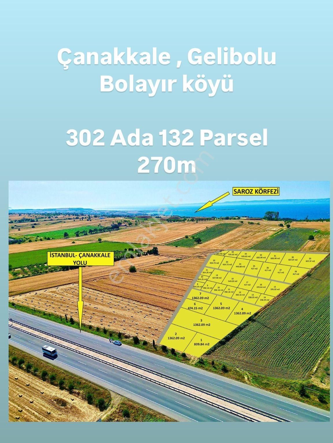 Gelibolu Bolayır Köyü (Camiikebir) Satılık Tarla  ACİL SATILIK GELİBOLU BOLAYIR mah. 270m2 GÖRÜLMEMİŞ FİYATLARLA YENİ SAHİBİNİ BEKLİYOR