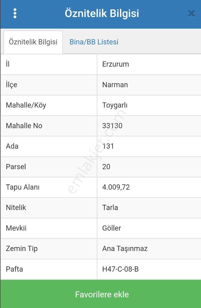 Narman Toygarlı Satılık Tarla TEK İŞİM GAYRİMENKUL'DEN NARMAN'DA SATILIK TARLA