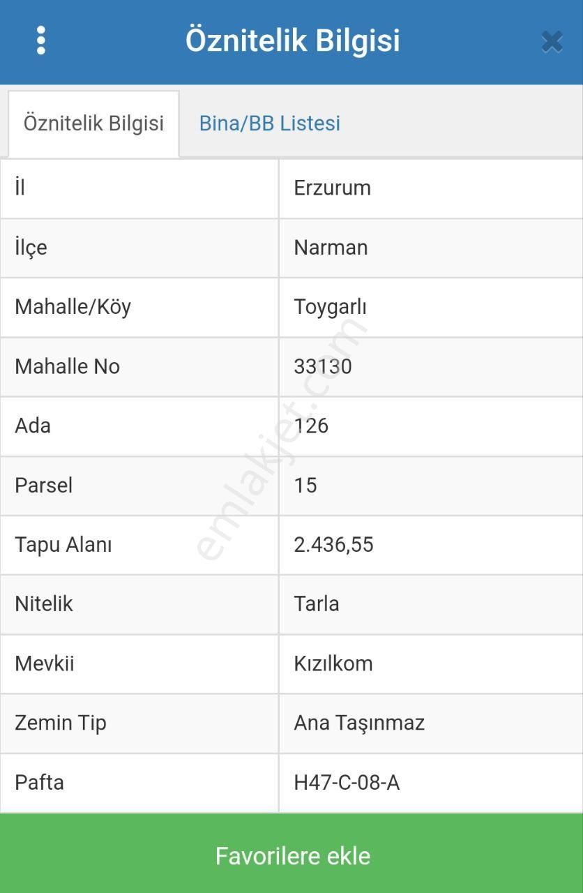 Narman Toygarlı Satılık Tarla  TEK İŞİM GAYRİMENKUL'DEN NARMAN'DA SATILIK TARLA