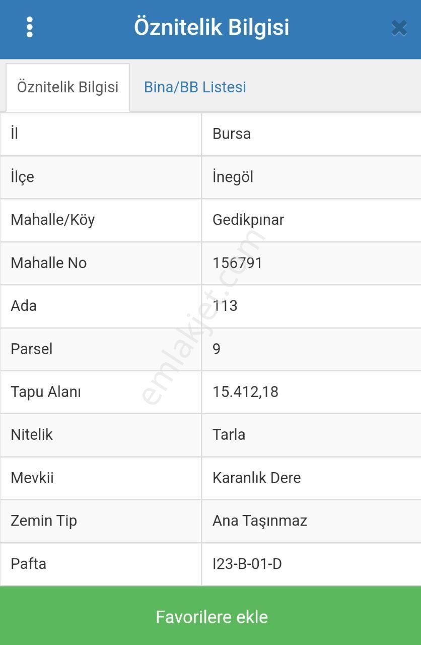 İnegöl Gedikpınar Satılık Tarla  TEK İŞİM GAYRİMENKUL'DEN İNEGÖL'DE SATILIK TARLA