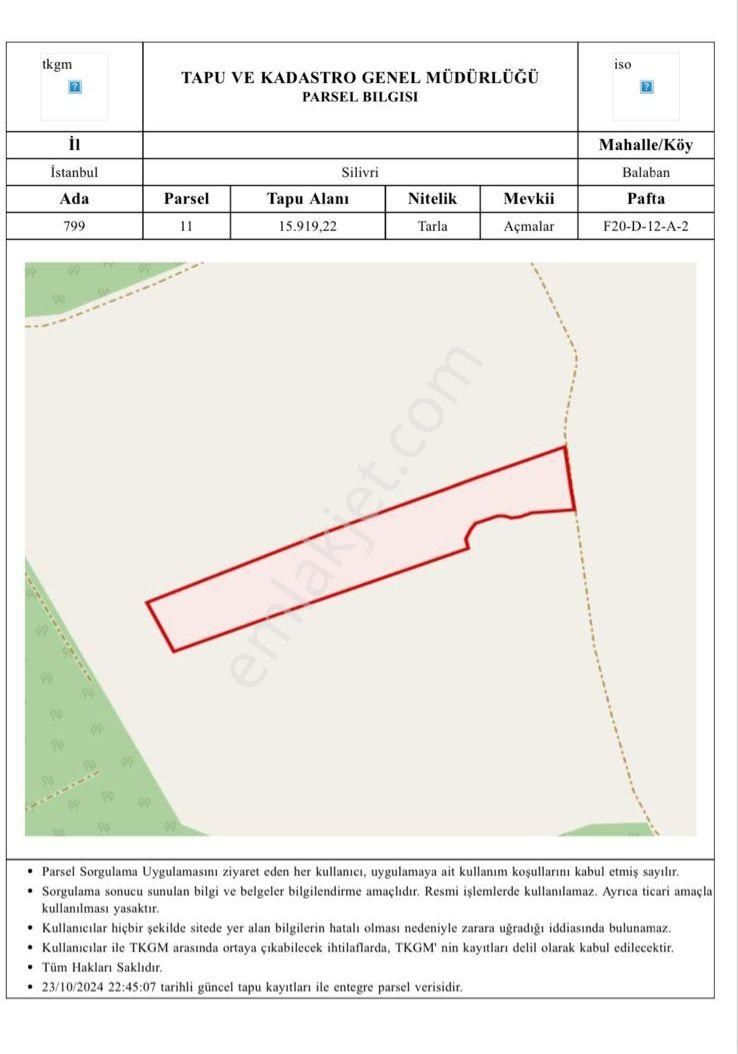 Tatlılar Gayrimenkul'den İstanbul Silivri Balaban Köyünde 15.919m2 Yatırımlık Tek Parça Kupon Arsa - Görsel 5