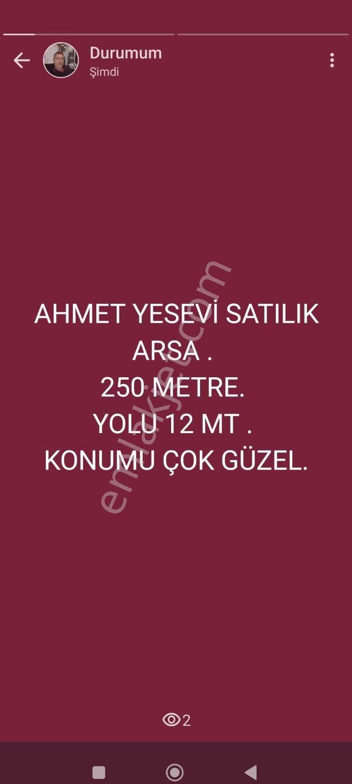 Haliliye Ahmet Yesevi Satılık Konut İmarlı BİZİM EMLAKTAN SATILIK ARSA 