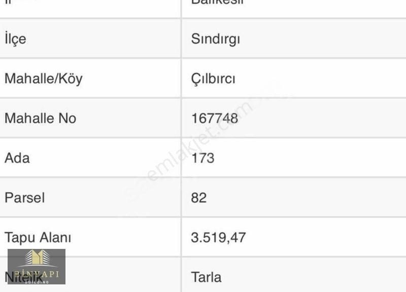 Sındırgı Çılbırcı Satılık Tarla SINDIRGIDA KAÇIRILMIYCAK KÖYE YAKIN 3 DÖNÜM ÜZERİ