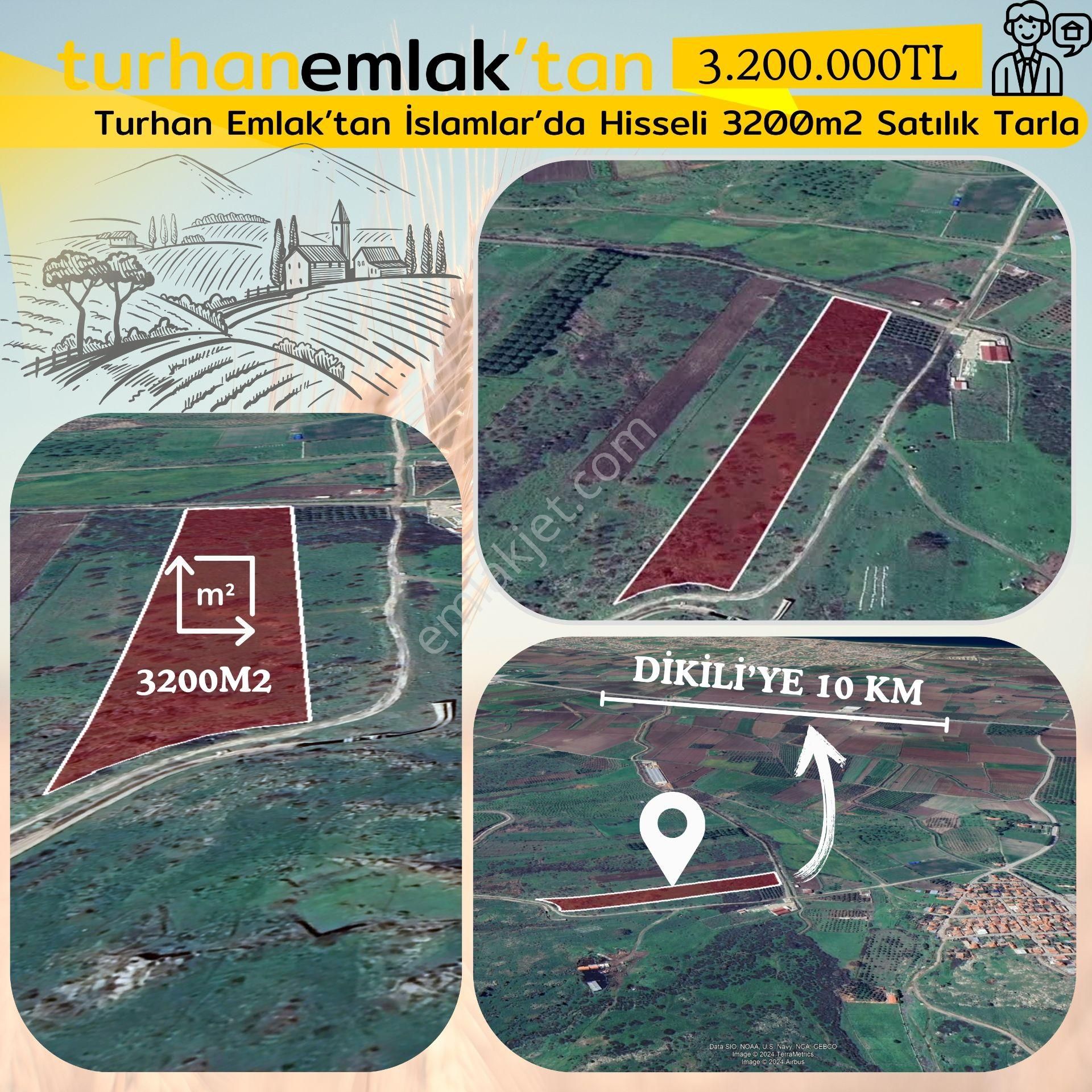 Dikili İslamlar Satılık Tarla Turhan Emlak'tan Kıratlı'da Satılık 3200m² Hisseli Tarla