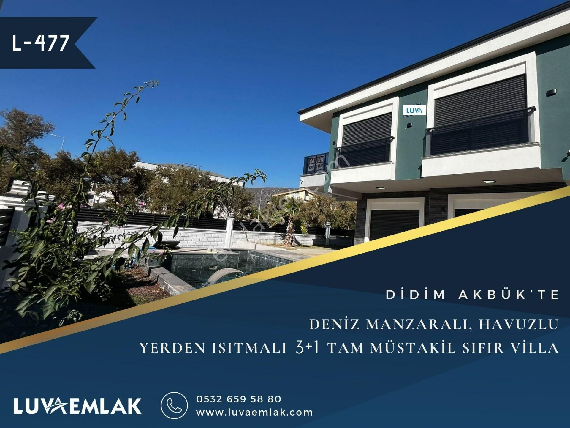 Didim Akbük Satılık Villa  DİDİM AKBÜK'TE DENİZ MANZARALI ÖZEL HAVUZLU TAM MÜSTAKİL 3+1 SIFIR VİLLA