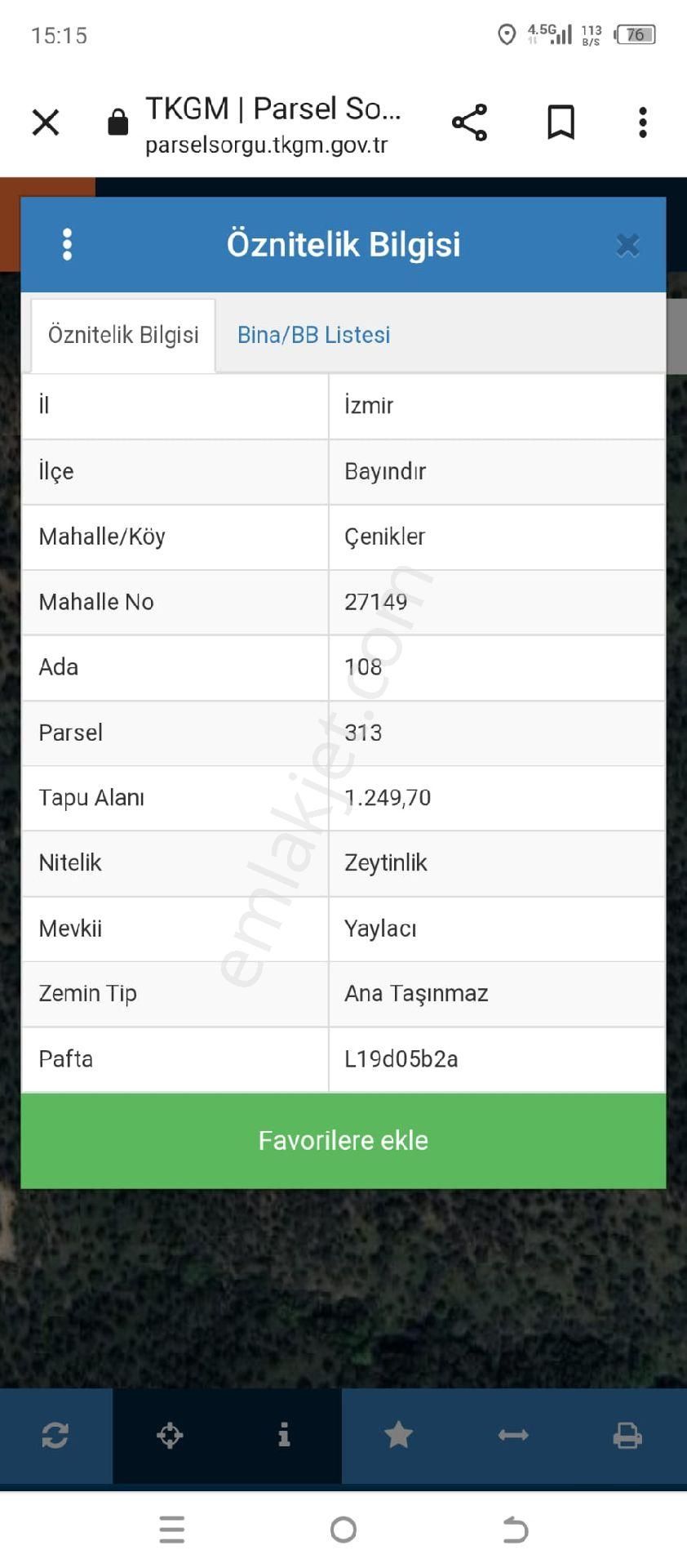 Bayındır Çenikler Satılık Zeytinlik Akkaya Emlaktan Satılık 1.250 M² Zeytinlik