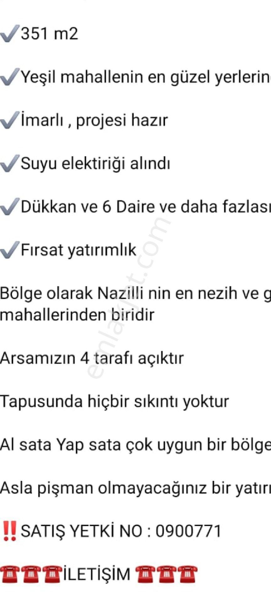 Nazilli Yeşil Satılık Konut İmarlı YEŞİL MAHALLEDE İMARLI ARSA 