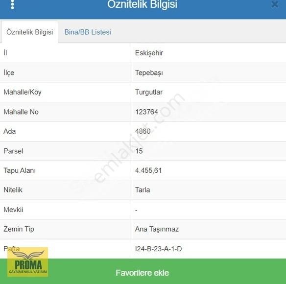 Tepebaşı Turgutlar Satılık Tarla PROMA'dan TURGUTLAR MAHALLESİNDE SATILIK 4.455M2 TARLA YOLU VAR