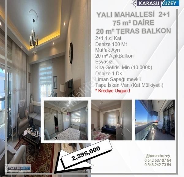 Karasu Yalı Satılık Daire Yalı Mah 75m² Geniş Balkonlu