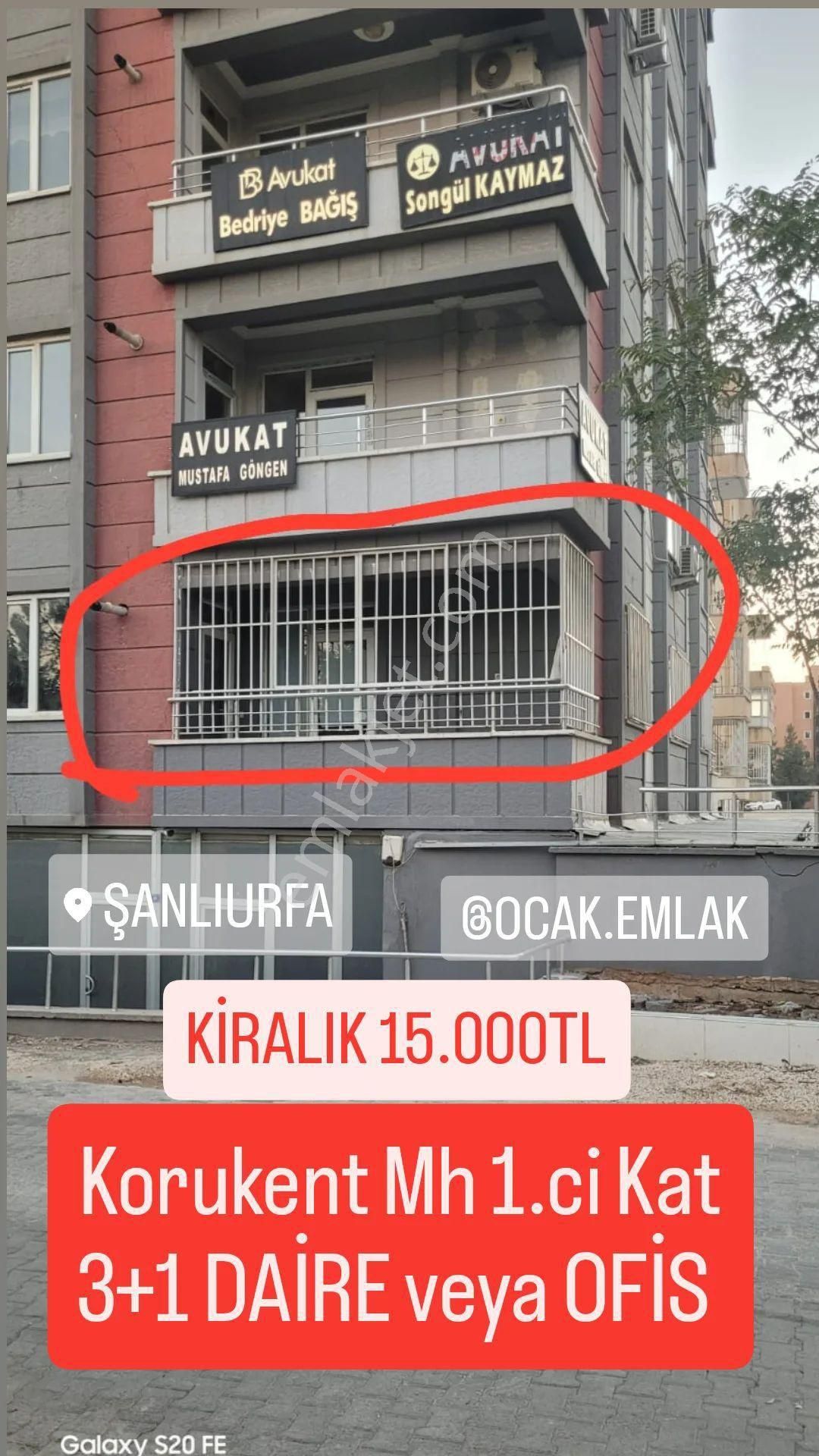 Haliliye Paşabağı Kiralık Daire KİRALIK 3+1 DAİRE veya OFİS Korukent Mh ADLİYEYE YAKIN OCAK EMLAK 