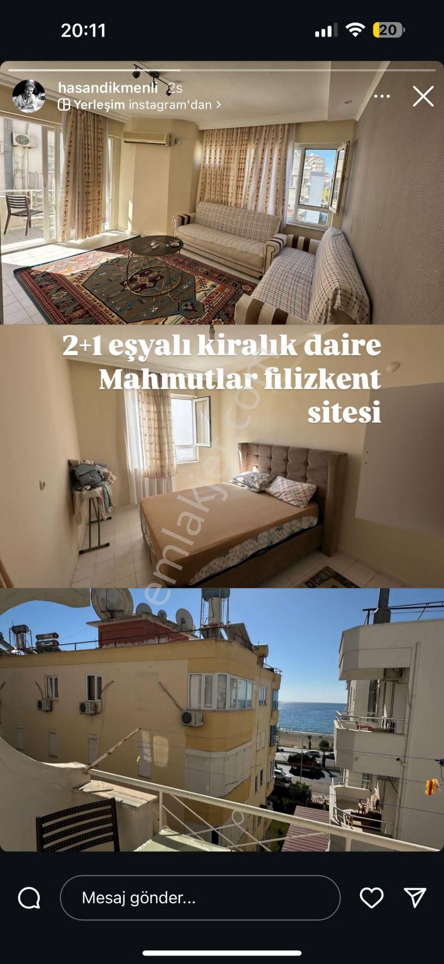 Alanya Mahmutlar Kiralık Daire  1252- ACİL! MAHMUTLAR MERKEZDE 2+1 EŞYALI KİRALIK DAİRE 12,000 TL