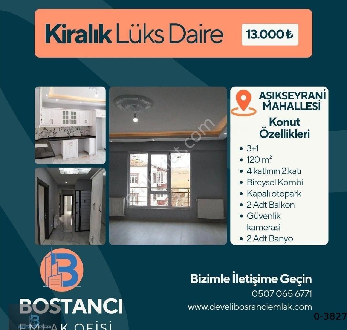 Develi Aşık Seyrani Kiralık Daire BOSTANCI EMLAKTAN KİRALIK LÜX DAİRE