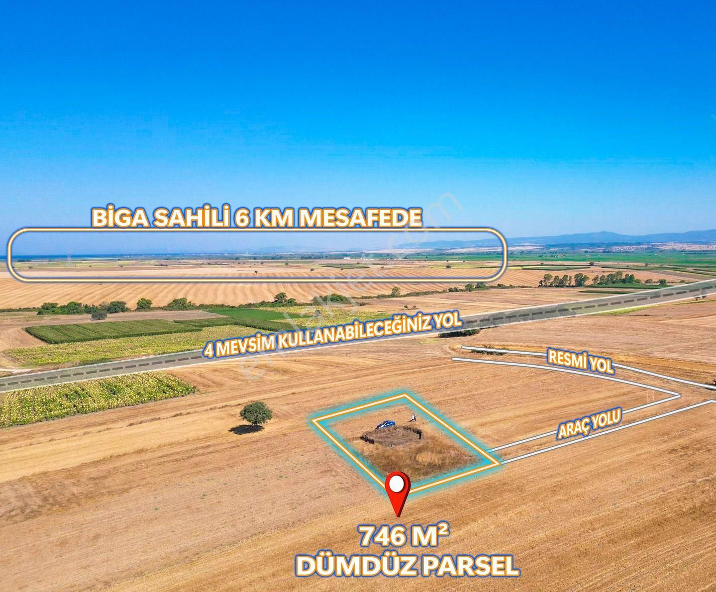 Biga Örtülüce Köyü Satılık Tarla  BİGA ÖRTLÜCE 750 m2  DOĞANIN KALBİNDE SAHİL BANDINA 6KM FIRSAT ARSA