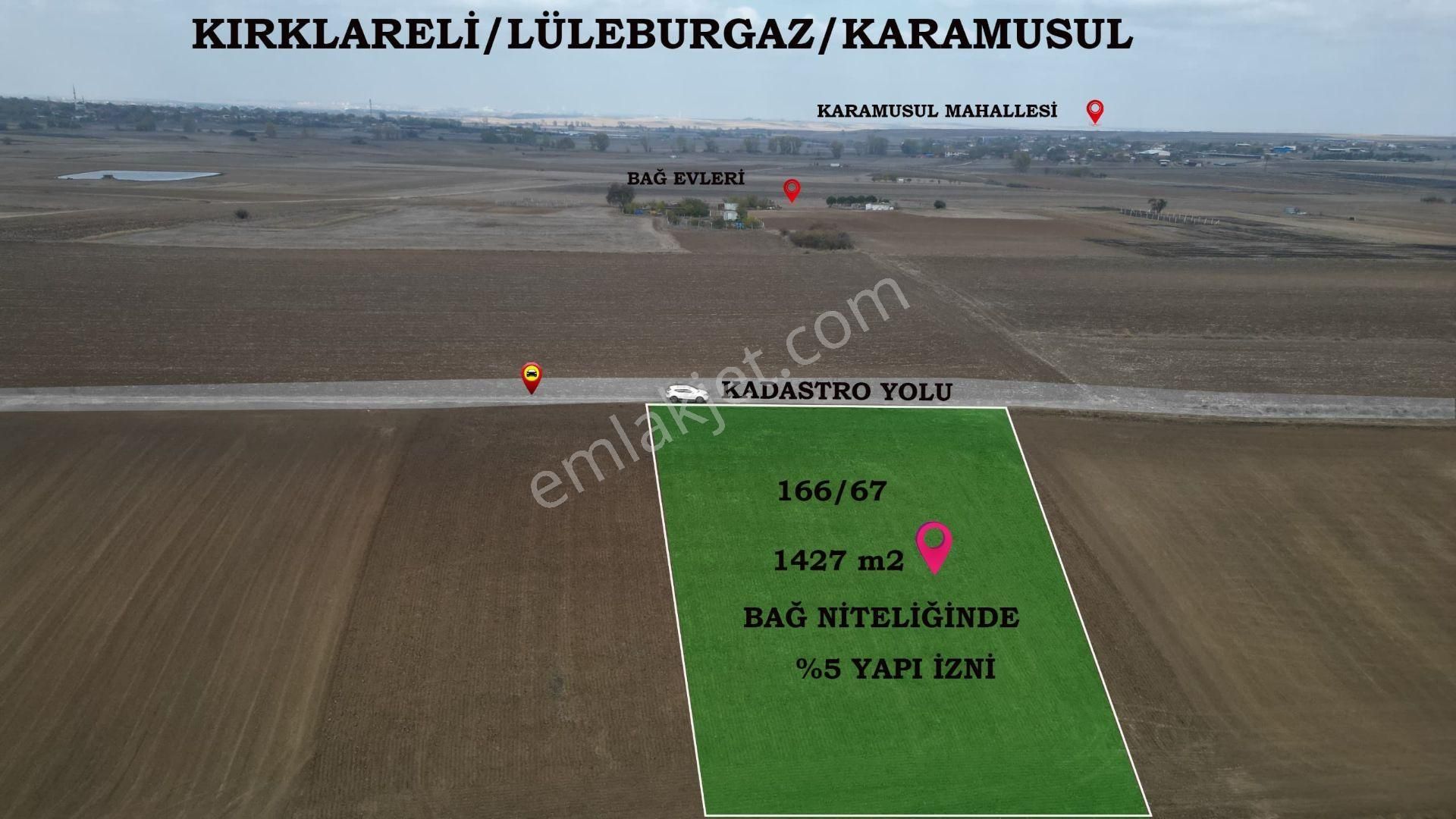 Lüleburgaz Karamusul Köyü Satılık Tarla Lüleburgaz Karamusul 1427 M2 Kadastro Yoluna Cephe Yola Ve Yerleşime Yakın Fırsat Arsa