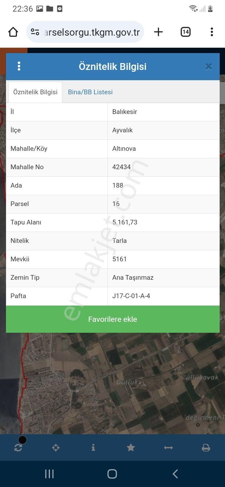 Ayvalık Altınova Satılık Tarla Ayvalik Altinova Mah. 5163m Sahibinden Satilik Tarla