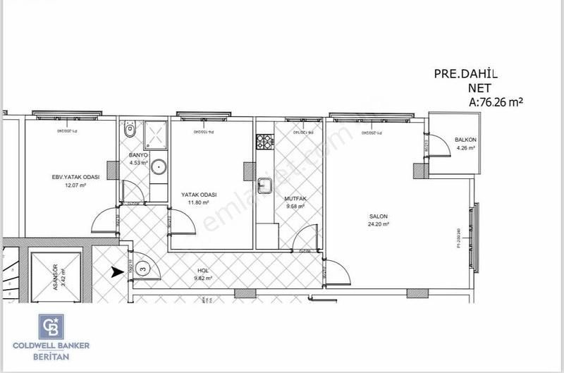 Üsküdar Acıbadem Satılık Daire BERİTAN YAPI PROJESİNDE SATILIK 2+1 KÖŞE DAİRE