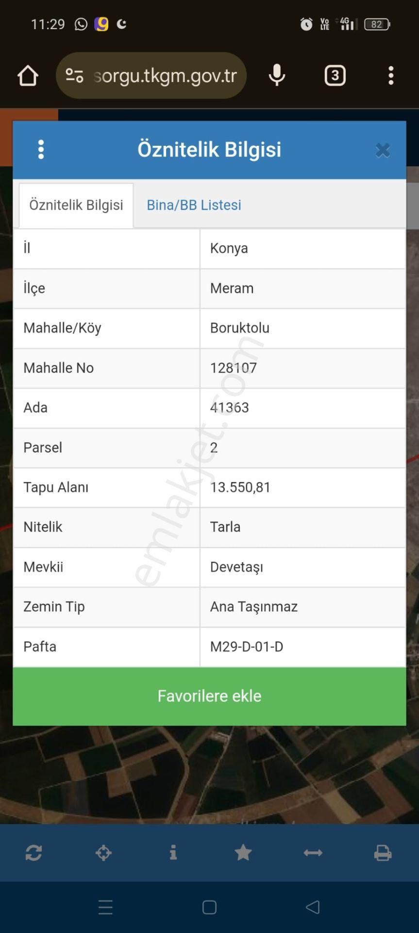 Meram Boruktolu Satılık Tarla Konya Meram Boruktolu Mahallesinde Satılık 13550 M2 Süper Tarla