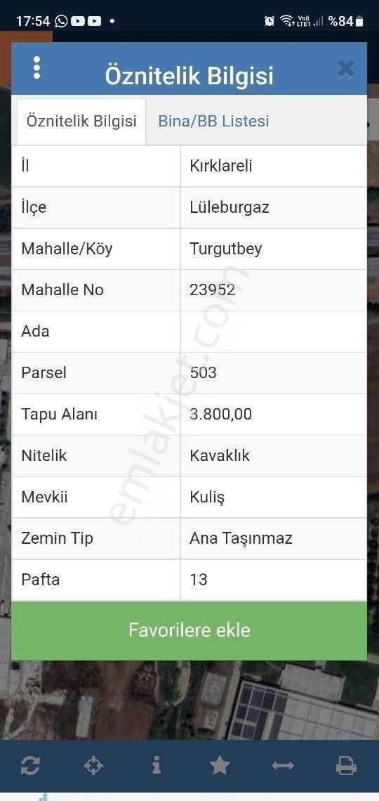 Lüleburgaz Turgutbey Köyü Satılık Bağ & Bahçe Lüleburgaz Turgutbey Plasto Fabrikası Bitişiği