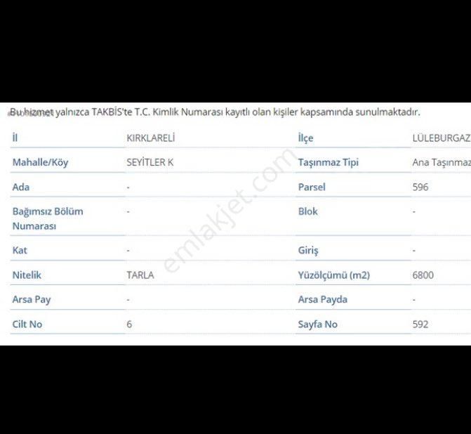 Lüleburgaz Seyitler Köyü Satılık Tarla Satılık Tarla Hissesi