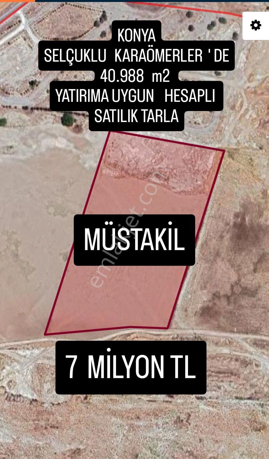 Selçuklu Karaömerler Satılık Tarla Selcuklu Karaömerler 40.988 M2 Satılık Tarla