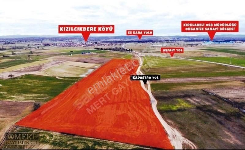 Kırklareli Merkez Kızılcıkdere Köyü Satılık Tarla Kırklareli Osb Yanında Görülmeye Değer 38.481m2 Yatırımlık Tarla