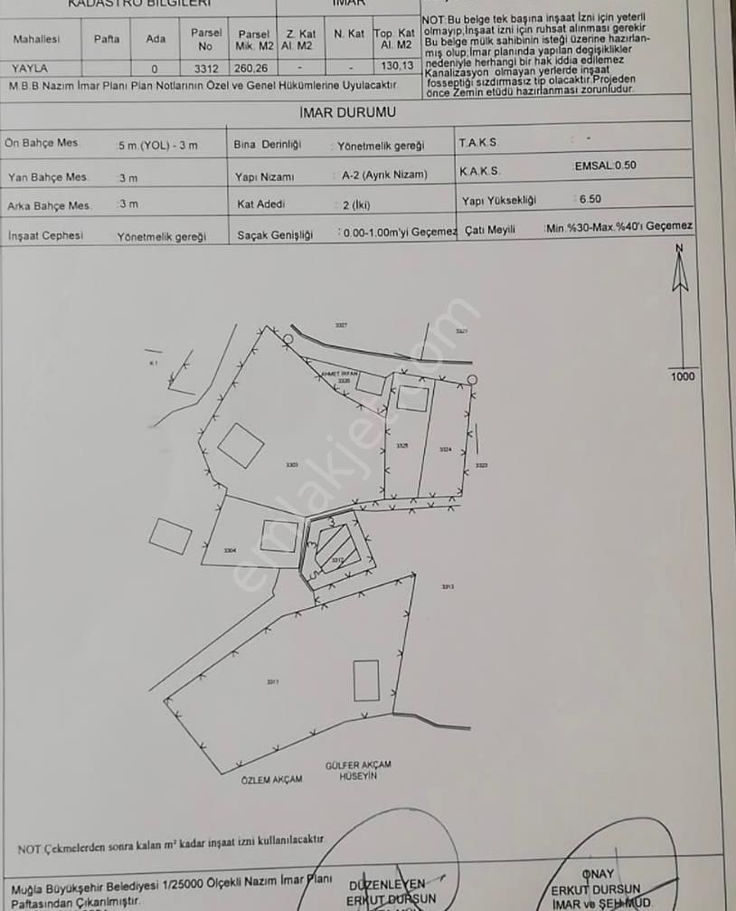 Köyceğiz Yaylada Merkezde, Mustakil 260 M2 İmarlı Arsa Satılık - Görsel 15