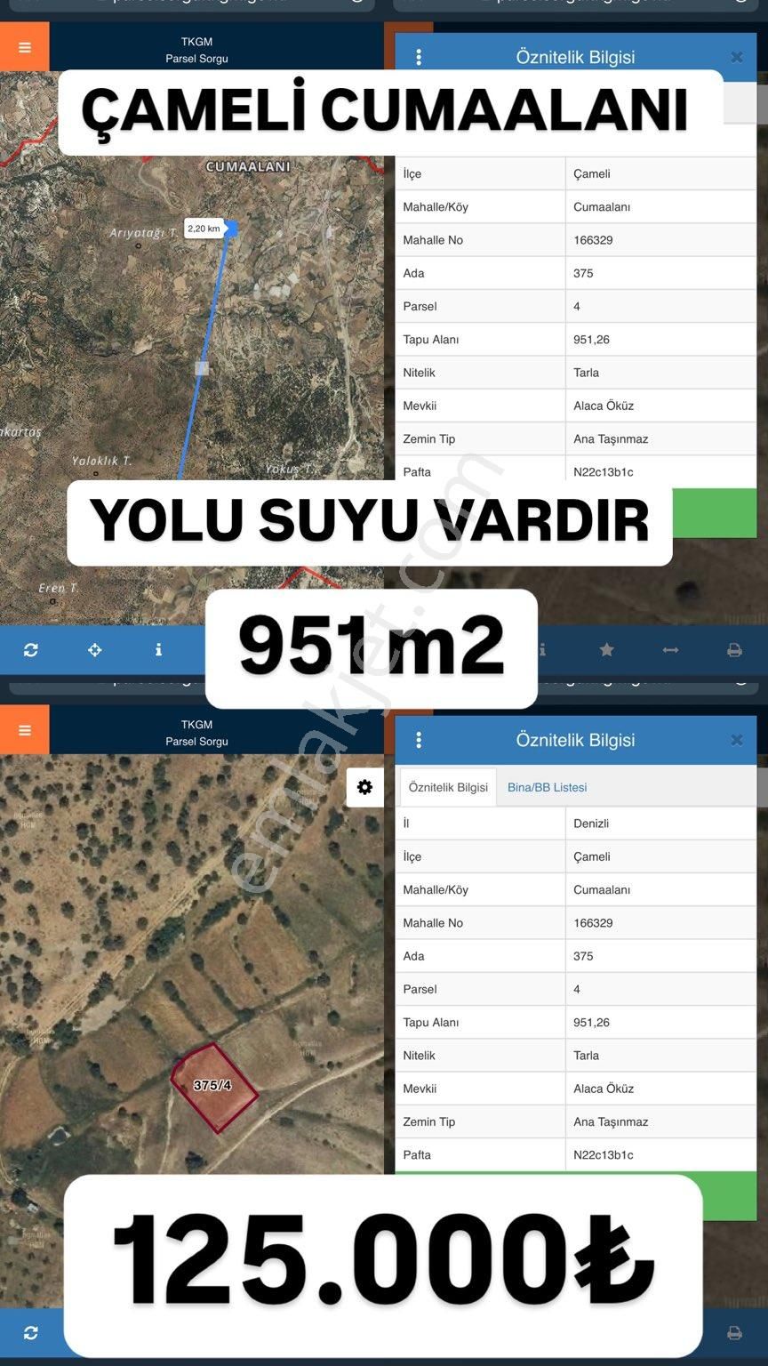 Çameli Cumaalanı Satılık Tarla ÇAMELİ CUMAALANINDA YOLU SUYU OLAN ARAZİ