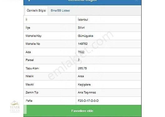 Silivri Gümüşyaka Satılık Villa İmarlı Anayola Ve Denize Yakın Satılık İmarlı Arsa