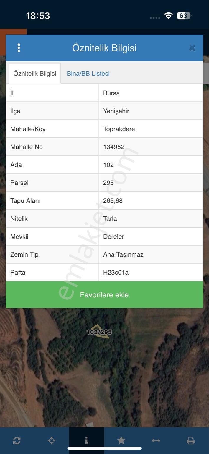 Yenişehir Toprakdere Satılık Tarla Bursa Yenişehir Toprakdere Köyünde Köyün Dibinde Satılık Acil Tarla 265mt2