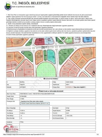 İnegöl Akhisar Satılık Ticari İmarlı GELİŞEN BÖLGE! İNEGÖL AKHİSAR'DA SATILIK TİCARİ VE KONUT İMARLI