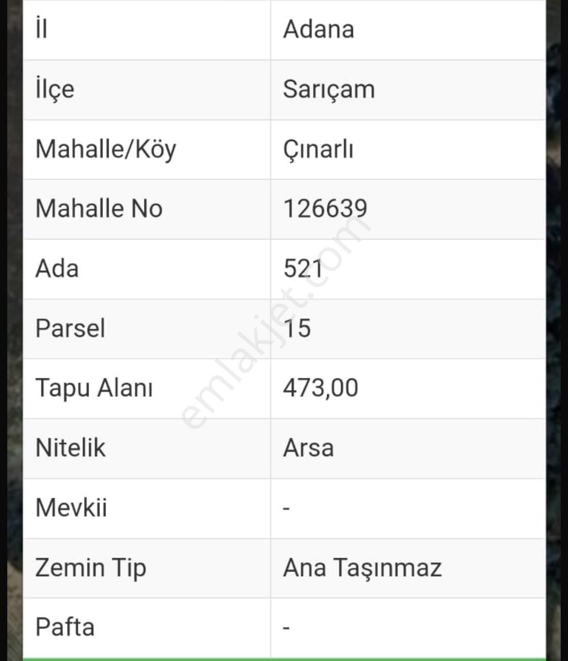 Sarıçam Çınarlı Satılık Villa İmarlı TEK TAPU VİLLA İMARLI