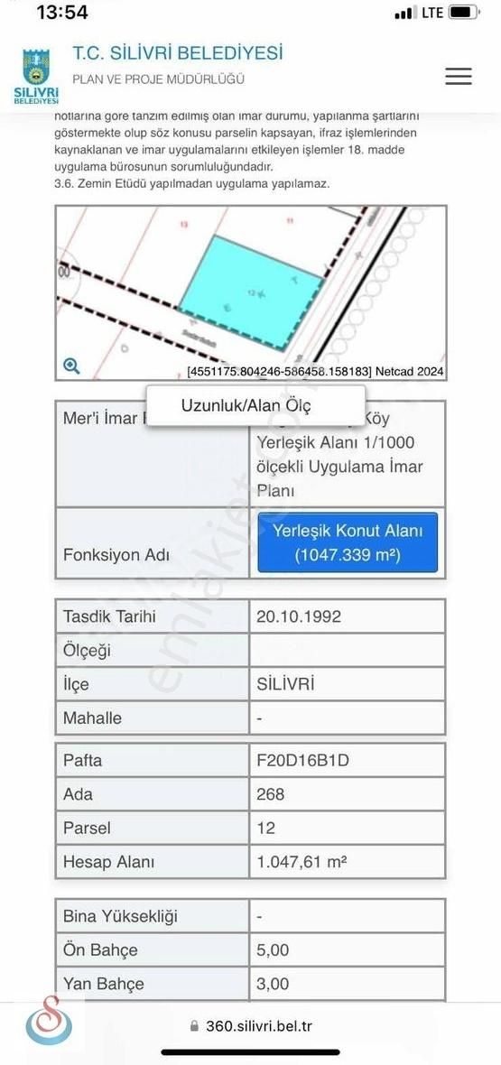 Silivri Değirmenköy Fevzipaşa Satılık Tarla Silivri değirmenköy'de 2 katlı 1050m2 satılık arsa