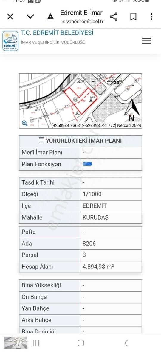 Edremit Kurubaş Satılık Konut İmarlı YDN EMLAKTAN EDREMİT KURUBAŞTA SATILIK A5 İMARLI 4895 M2 ARSA