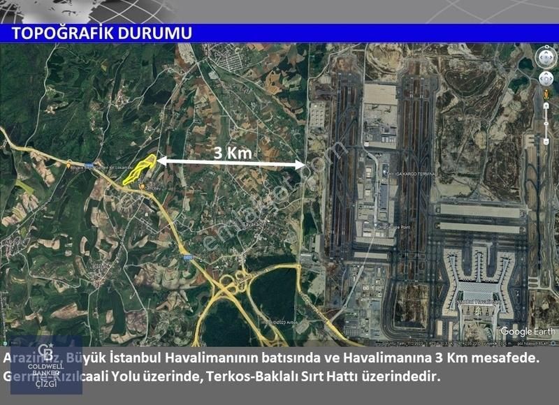 Arnavutköy Baklalı Satılık Tarla Arnavutköy Baklalıda Tek ve Kök Tapu KDV'li 102 Dönüm Arazi