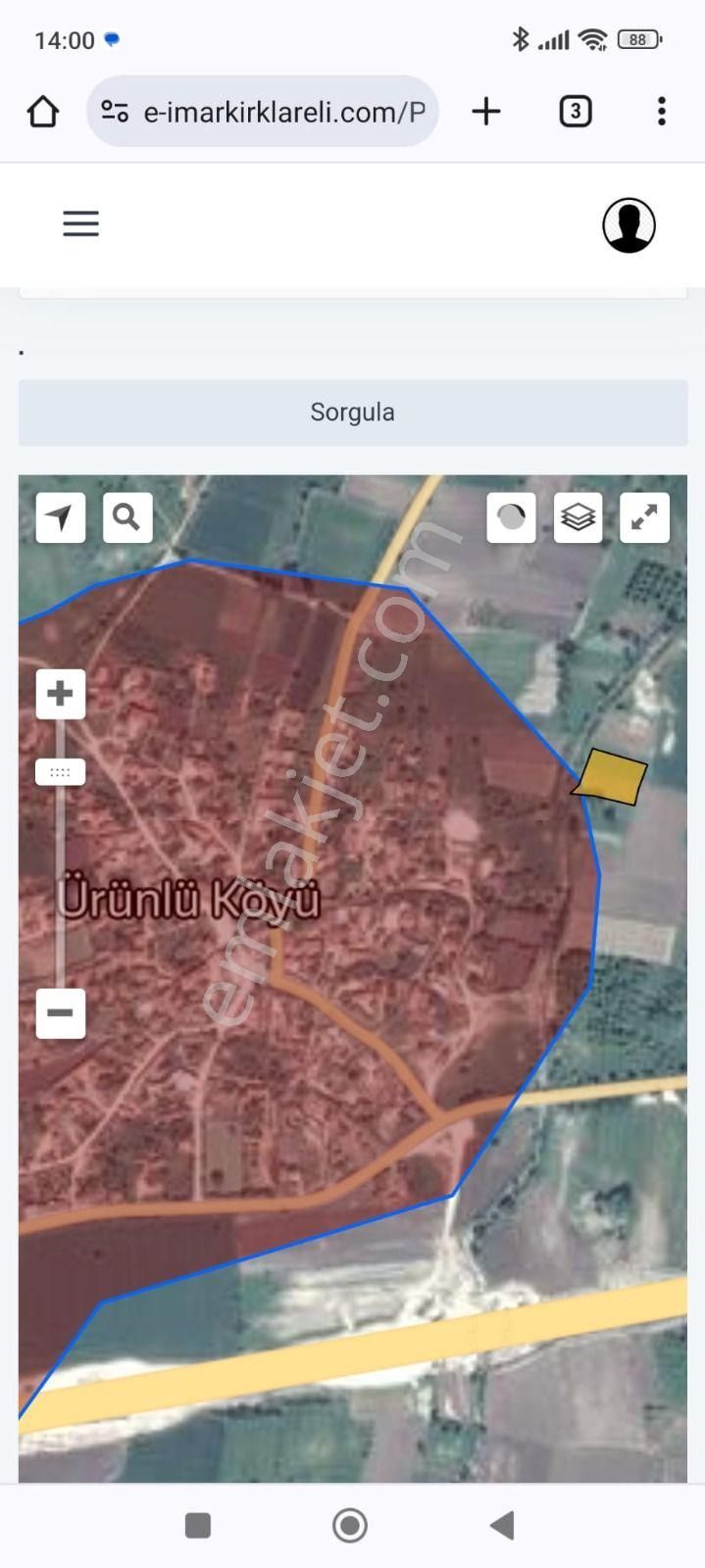 Kırklareli Merkez Ürünlü Köyü Satılık Tarla Newcıty Emlaktan Ürünlüde İmar Sınırında Satılık Tarla 2.700 M2