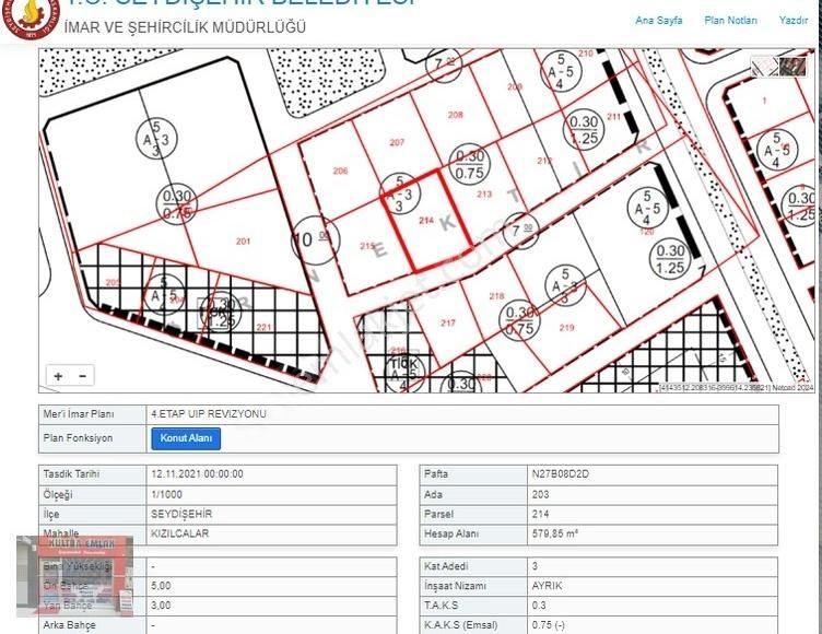 Seydişehir Aktaş Satılık Konut İmarlı KIZILCALAR MAHALLESİNDE SATILIK ARSA