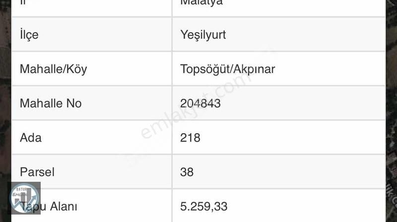 Yeşilyurt Topsöğüt Satılık Tarla İMAR REZERVİNDE TOPSÖĞÜT / AKPINAR MEVKKİİNDE SATILIK ARAZİ