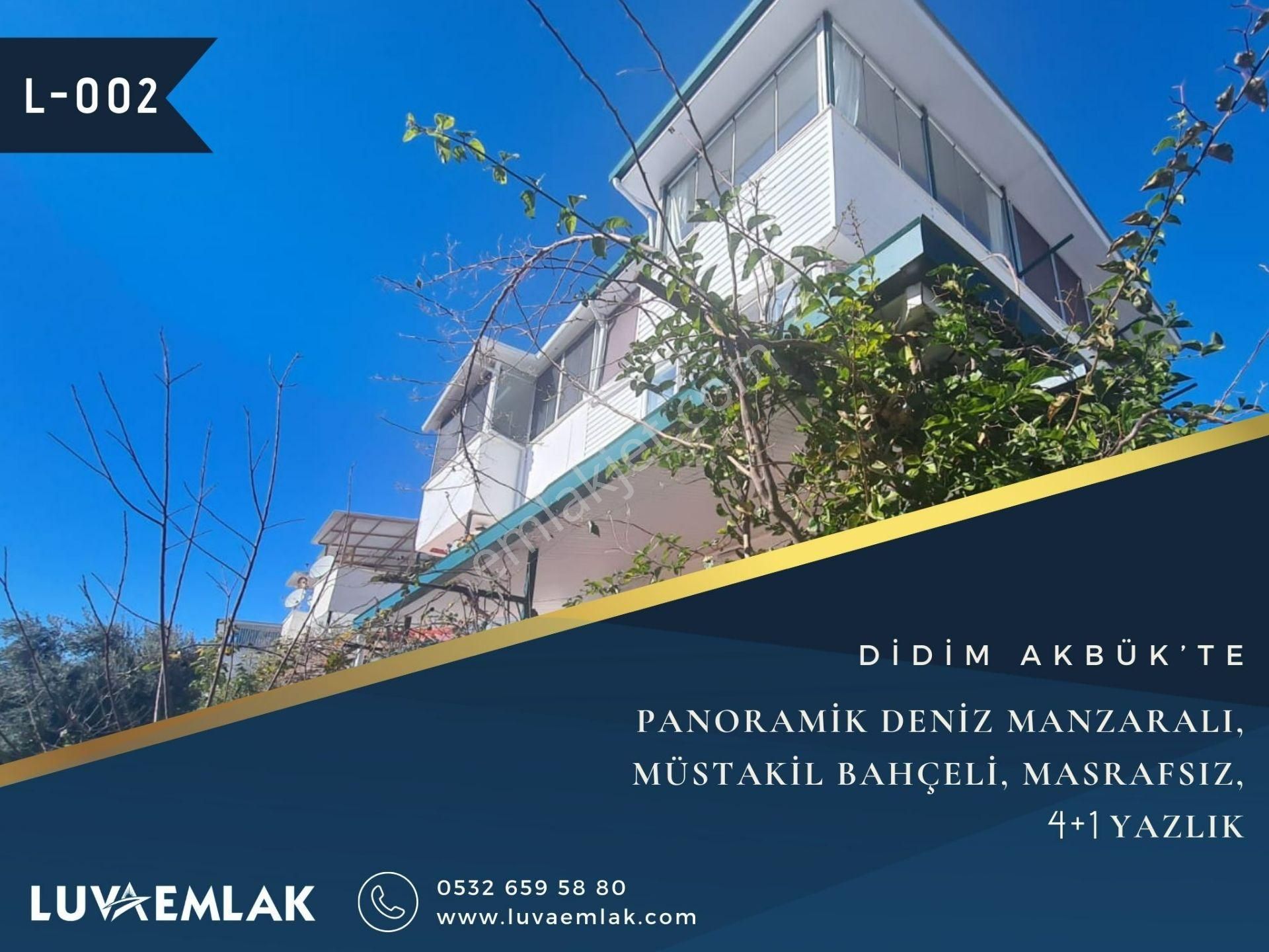 Didim Akbük Satılık Yazlık  DİDİM AKBÜK'TE PANORAMİK DENİZ MANZARALI MÜSTAKİL BAHÇELİ 4+1 YAZLIK