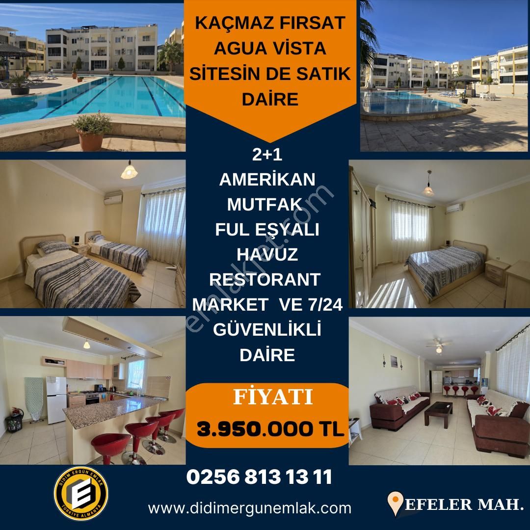 Didim Efeler Satılık Daire Didim Efeler Mahallesi Aqua Vista Sitesi İçinde 2+1 Full Eşyalı Satılık Daire ( Ek: 1224 )