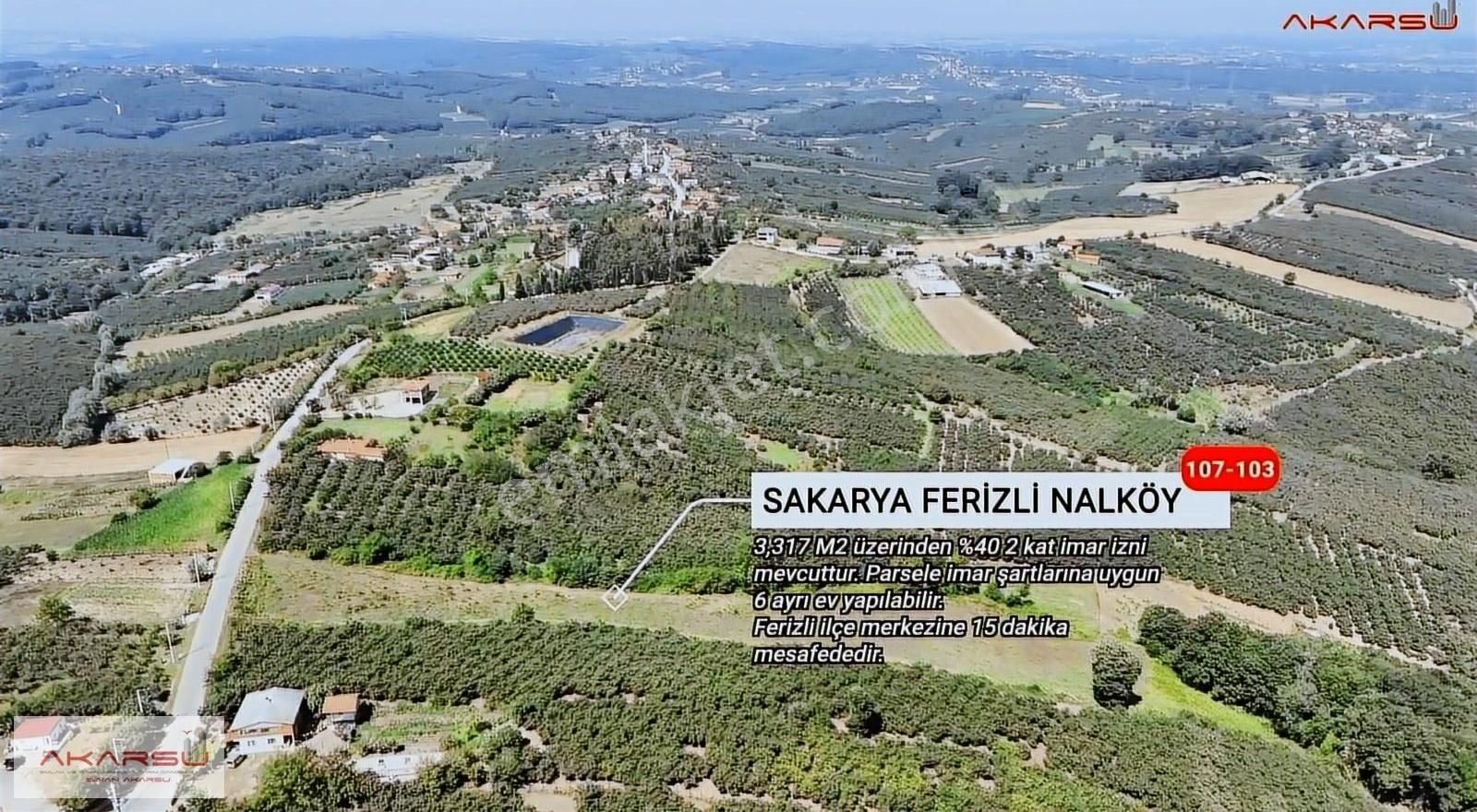 Ferizli Nalköy Satılık Konut İmarlı Ferizli Nalköy'de Asfalt Yola Cepheli 3,317 M² Konut İmarlı Arsa