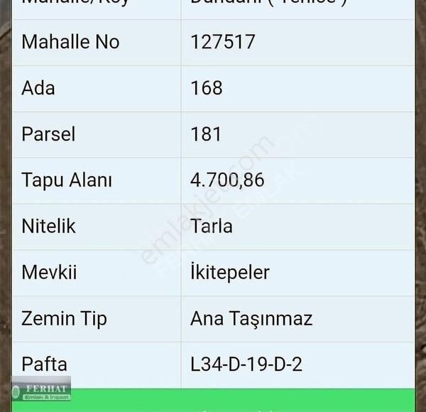 Niğde Merkez Dündarlı Bld. (Yenice) Satılık Tarla Niğde Dündarlı Kasabasında Değerli Arsa