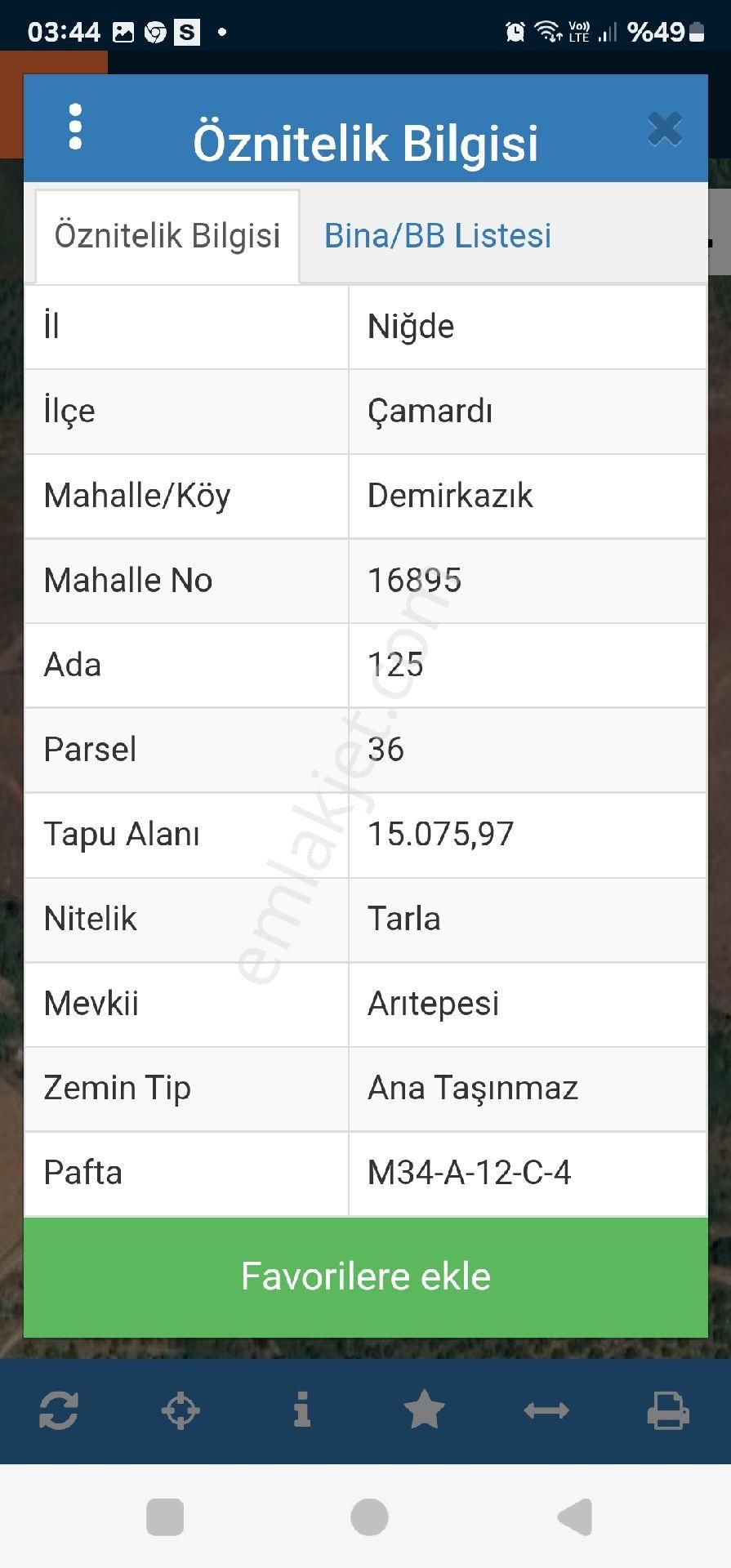 Çamardı Demirkazık Köyü Satılık Muhtelif Arsa Niğde çamardı demirkazıkda yatırımlık tarla