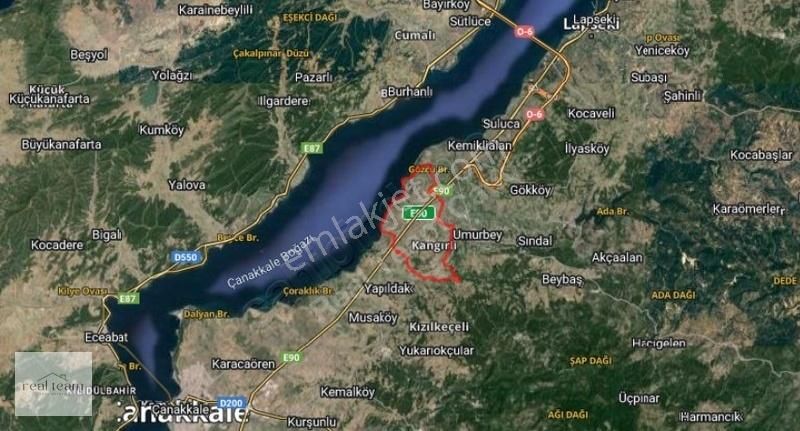 Lapseki Kangırlı Köyü Satılık Tarla Çanakkale Lapseki Kangırlı 10.388M² Müstakil Tapulu Tarla